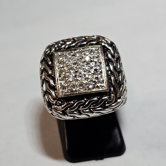 925 Jewelry - Vintage Braided Style Pave Diamonds in Sterling Silver Ring Size 6! 💍 💍